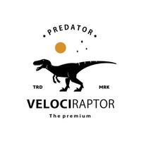 wijnoogst hipster dinosaurus, velociraptor logo silhouet kunst icoon vector