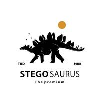 wijnoogst hipster dinosaurus, stegosaurus logo silhouet kunst icoon vector