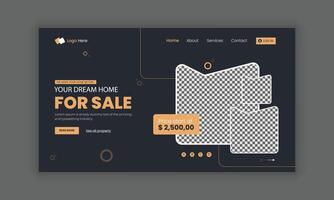 held banier voor echt landgoed website, landen bladzijde met huis ondertekend eigendom aankoop overeenkomst. concept van echt landgoed overeenkomst, buying een huis. modern echt landgoed website uiux ontwerp. vector