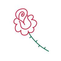 roos hand- getrokken single icoon. kleur lijn illustratie geïsoleerd Aan wit achtergrond. vector