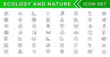 mega reeks van ecologie pictogrammen in modieus lijn stijl. groot reeks pictogrammen verzameling vector