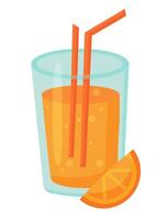 fruit cocktail in glas met rietje. vers oranje zomer drankje. illustratie. vector