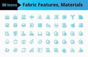 een reeks van kleding stof Kenmerken en materialen pictogrammen Aan een wit achtergrond vector