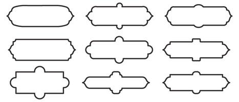 Islamitisch traditioneel horizontaal ramen of deuren vorm compilatie voor borders of scheidingsteken ontwerp. reeks van moskee moslim kaders afgebeeld in schets. vector
