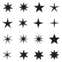 ster pictogrammen. schittert, schijnend uitbarsting. ster symbolen ster geïsoleerd Aan wit achtergrond. sterren van verschillend vormen, een reeks van Sjablonen voor groet kaart, poster. vector