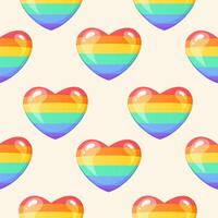 patroon met tekenfilm regenboog harten. lgbtq trots maand afdrukken, achtergrond vector