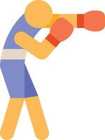 een tekenfilm Mens in boksen uitrusting met zijn armen uit vector