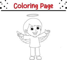 schattig jongen engel kleur bladzijde. kleur boek voor kinderen vector