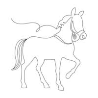 paard doorlopend single een lijn tekening illustratie kunst vector