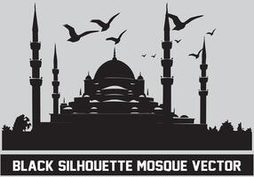 moskee silhouet zwart kleur voor Islamitisch ontwerp vector