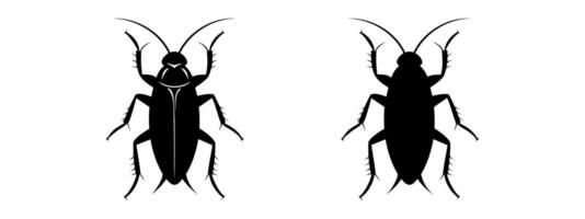 kakkerlak zwart silhouetten, gedetailleerd en stevig. insect illustratie set. wit achtergrond. concept van plaag controle, besmetting, huis hygiëne. voor ontwerp, afdrukken, leerzaam materiaal. top visie vector