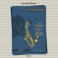 jazz- dag, Internationale jazz- dag muziek- promo viering uitverkoop advertenties folder poster bladzijde post ontwerp. vector