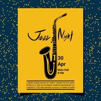 poster hand- getrokken saxofoon artwork jazz- nacht leven muziek- of fest evenementen verticaal kunst ontwerp. vector