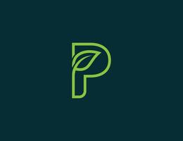 eerste brief p blad logo concept symbool teken icoon element ontwerp. kruiden, Gezondheid zorg, biologisch, spa, biologisch logo. illustratie sjabloon vector