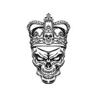 wijnoogst prins kroon schedel illustratie ontwerp stijl vector