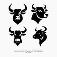 reeks van silhouet stier hoofd logo ontwerp sjabloon vector