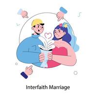 modieus interreligieus huwelijk vector