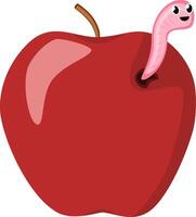 rood appel met groen blad en voor de helft appel, fruit plakjes en stukken in tekenfilm stijl. gezond vegetarisch tussendoortje voedsel fruit, illustratie vector
