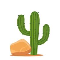 de groen cactus Aan een rotsachtig Texas bodem geïsoleerd Aan wit achtergrond. vector