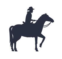 cowboy karakter rijden paard, zwart silhouet. cowboy sheriff karakter rijden paard. vector