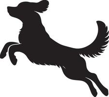 minimaal hond jumping houding silhouet, zwart kleur silhouet vector