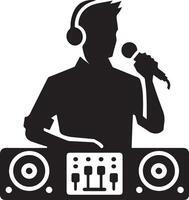 minimaal dj zanger icoon met Mens silhouet, zwart kleur silhouet vector