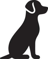 minimaal hond zittend houding silhouet, zwart kleur silhouet vector