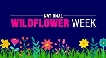 mei is nationaal wilde bloemen week achtergrond sjabloon. vakantie concept. gebruik naar achtergrond, banier, aanplakbiljet, kaart, en poster ontwerp sjabloon met tekst opschrift en standaard- kleur. vector