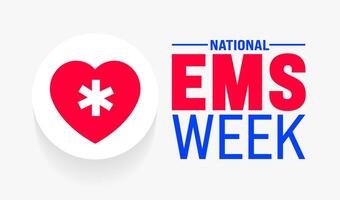 mei is nationaal ems week of noodgeval medisch Diensten week achtergrond sjabloon. vakantie concept. gebruik naar achtergrond, banier, aanplakbiljet, kaart, en poster ontwerp sjabloon met tekst opschrift vector