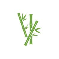 bamboe logo met groen blad icoon sjabloon vector