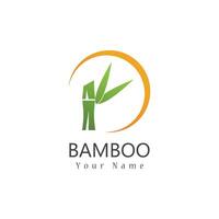 bamboe logo met groen blad icoon sjabloon vector