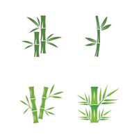 bamboe logo met groen blad icoon sjabloon vector