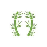 bamboe logo met groen blad icoon sjabloon vector