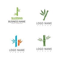 bamboe logo met groen blad icoon sjabloon vector