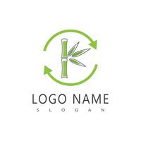 bamboe logo met groen blad icoon sjabloon vector