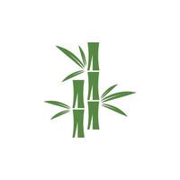 bamboe logo met groen blad icoon sjabloon vector