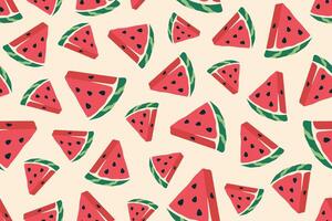 watermeloen naadloos patroon. verzilverd vers sappig groen vruchten. rijp meloen plakjes. zoet tropisch fruit. illustratie voor behang, textiel, afdrukken, verpakking, backdrop vector