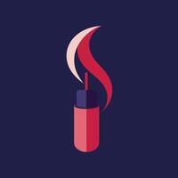 een sigaret emitting rood en blauw rook in de lucht, een elegant, minimalistische ontwerp geïnspireerd door de vorm van een lippenstift buis vector