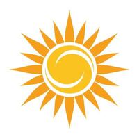 een geel zon logo vertegenwoordigen vitaliteit Aan een wit achtergrond, een minimalistisch ontwerp van een zon symboliseert vitaliteit en energie vector