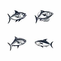 reeks van lineair logos en emblemen - vis en visvangst - abstract ontwerp elementen vector
