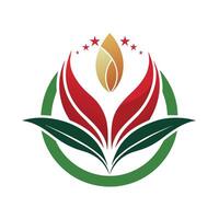 een rood en groen bloem versierd met sterren tegen een wit achtergrond, creëren een elegant en ingetogen logo voor een non-profit evenement organisator vector