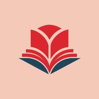 een rood boek met blauw Pagina's geplaatst Aan een roze achtergrond, ambacht een schoon en ingetogen logo voor een boek publishing merk vector