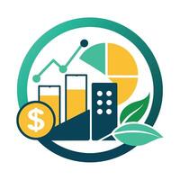 een logo met een groen en geel kleur regeling met een prominent dollar teken ontwerp, onderzoeken de idee van financieel berekeningen door een minimalistische artistiek lens vector
