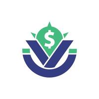 een dollar teken weergegeven in de centrum van een gemakkelijk blauw en groen logo ontwerp, een minimalistisch logo gebruik maken van negatief ruimte naar creëren een subtiel referentie naar geld beheer vector