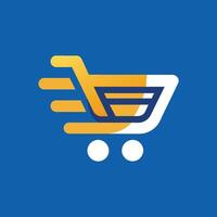 een boodschappen doen kar met de brief e, symbolisch van een e-commerce platform, Aan een wit achtergrond, een hedendaags logo voor een e-commerce platform, minimalistische gemakkelijk modern logo ontwerp vector