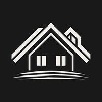 elegant zwart en wit logo met een strak huis ontwerp, een modern, monochromatisch ontwerp met een enkel, stoutmoedig lijn vertegenwoordigen een huis vector