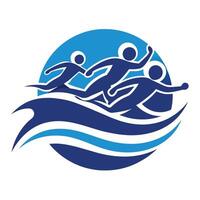 een paar van individuen zijn zwemmen in de water, een minimalistisch icoon dat vertegenwoordigt een zwemmen team, minimalistische gemakkelijk modern logo ontwerp vector