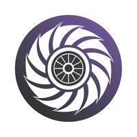 turbine motor minimalistische ontwerp in Purper en wit met een zwart en wit patroon, schoon lijnen presentatie van een turbine motor, minimalistische gemakkelijk modern logo ontwerp vector