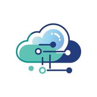 een blauw en groen wolk tegen een wit achtergrond, schoon logo voor wolk berekenen overleg plegen stevig, minimalistische gemakkelijk modern logo ontwerp vector