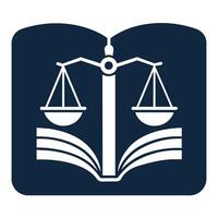 een wet boek met een balans schaal resting Aan bovenkant, symboliseert gerechtigheid en eerlijkheid in wettelijk zaken, schoon en gemakkelijk afbeelding van een wet boek, minimalistische gemakkelijk modern logo ontwerp vector